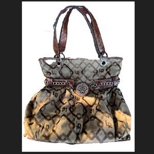 Ladies LR LineaR Brown Purse With  Inner Compartment & Magnet Closure Preowned